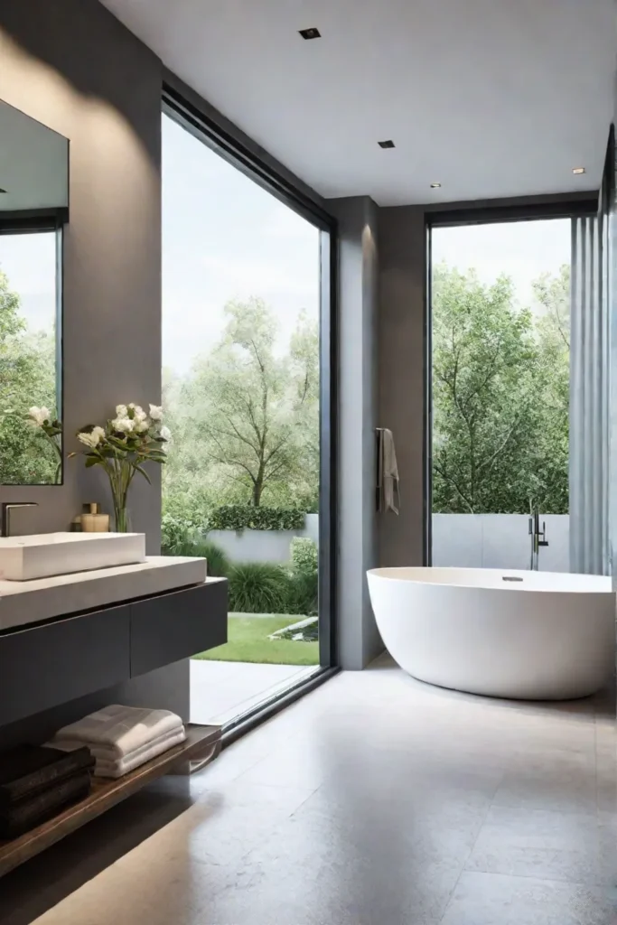 Bathroom with a garden view and a sense of wellbeing