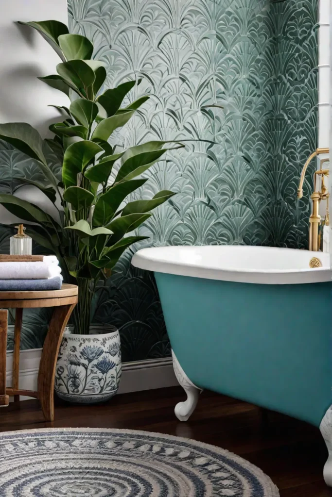 Bathroom with clawfoot tub and eucalyptus