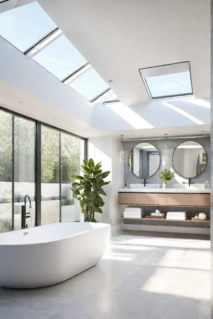 Bathroom with natural light and skylights