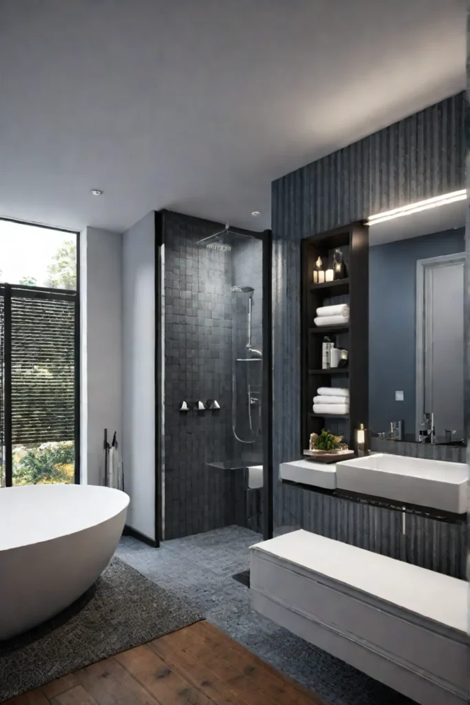 Bathroom with open shelving