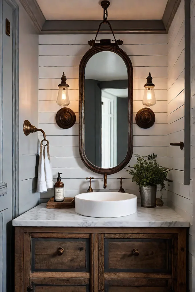 Bathroom with reclaimed wood and metal accents
