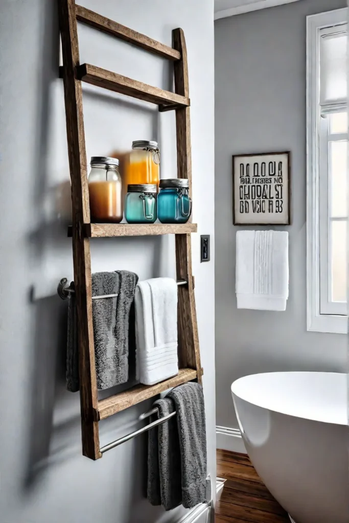 Bathroom with repurposed items