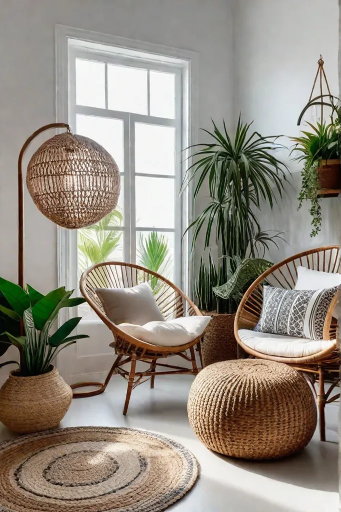 Bohemian reading nook with plants