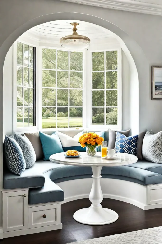 Charming dining space created within a window seat area