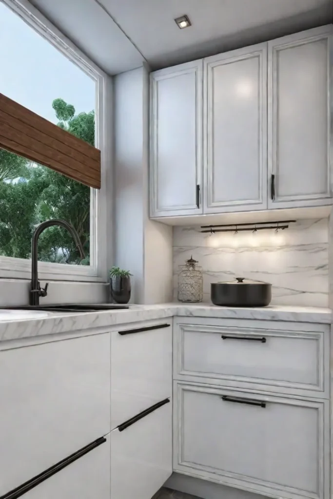 Close up of kitchen cabinets