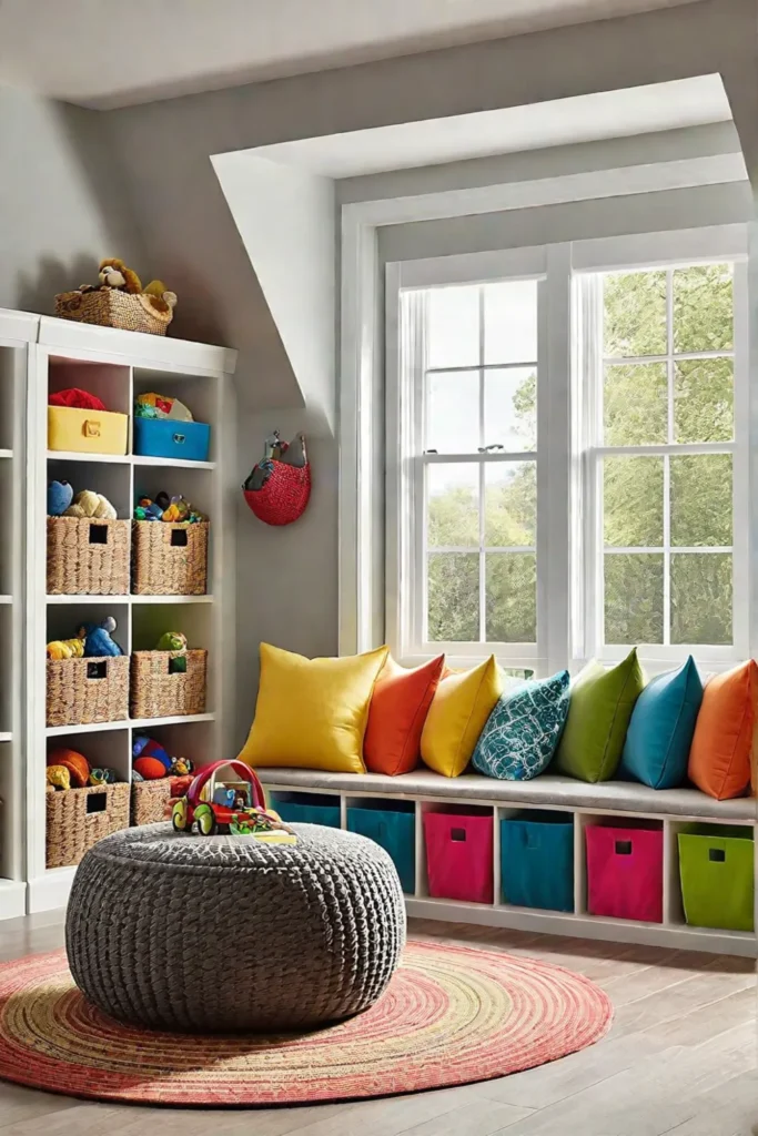 Colorful bins and baskets for toy organization