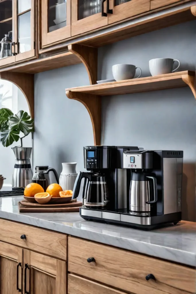 Compact kitchen with a dedicated coffee station for convenience