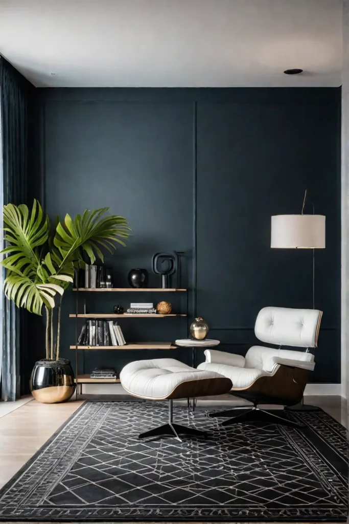 Contemporary reading nook with leather armchair