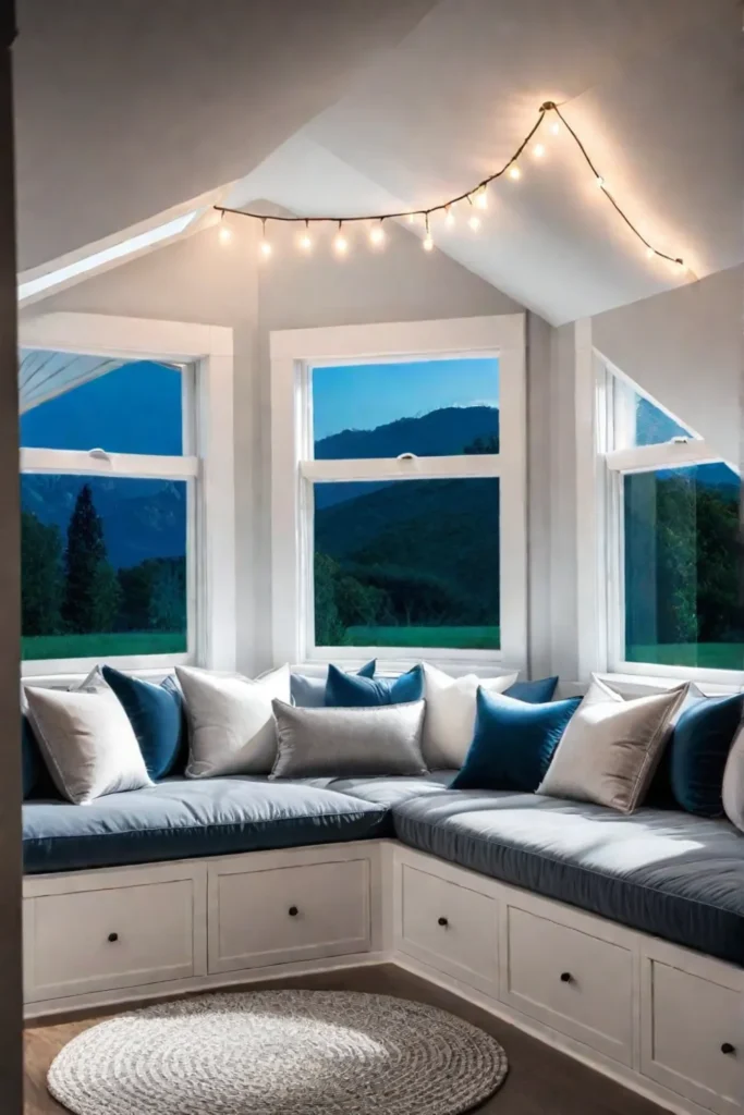 Cozy attic reading nook with a window seat