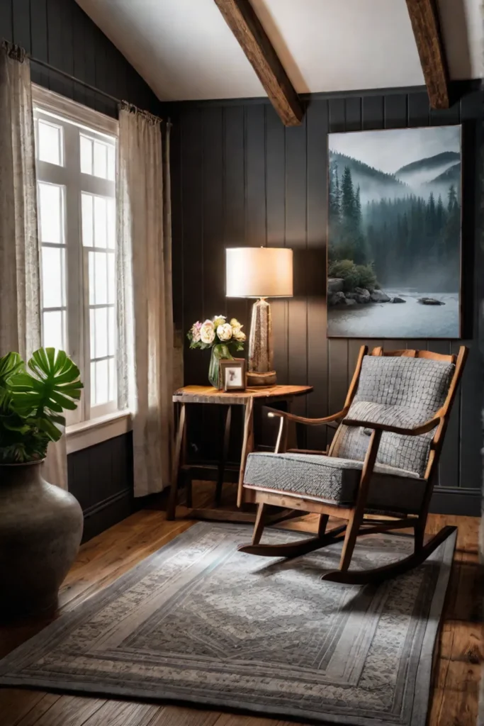 Cozy reading corner with vintage charm