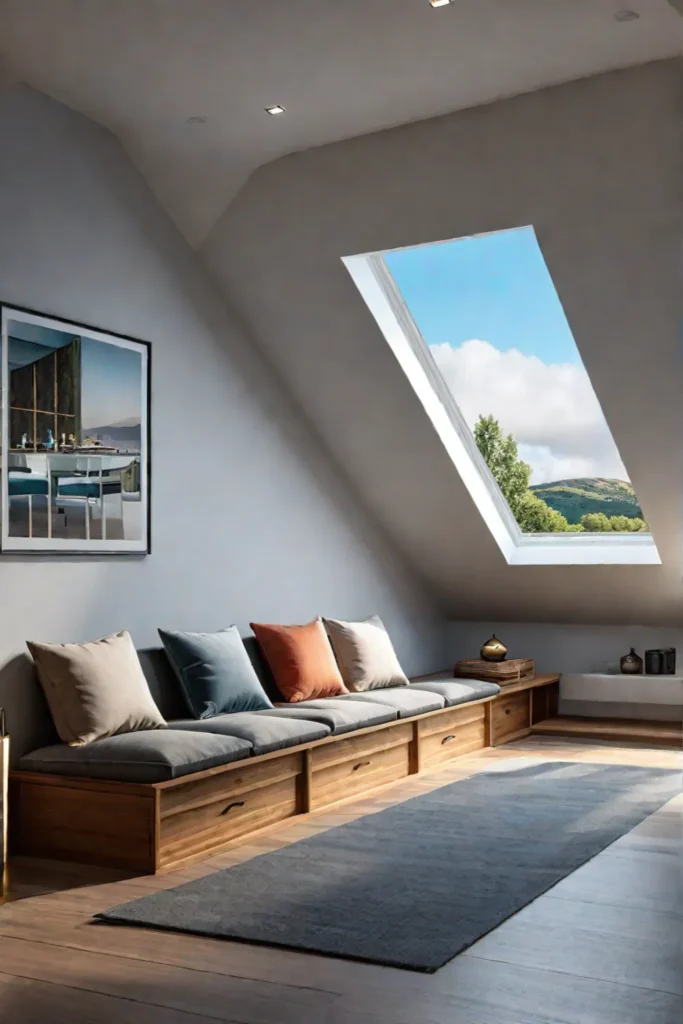 Cozy window nook in a dormer with seating