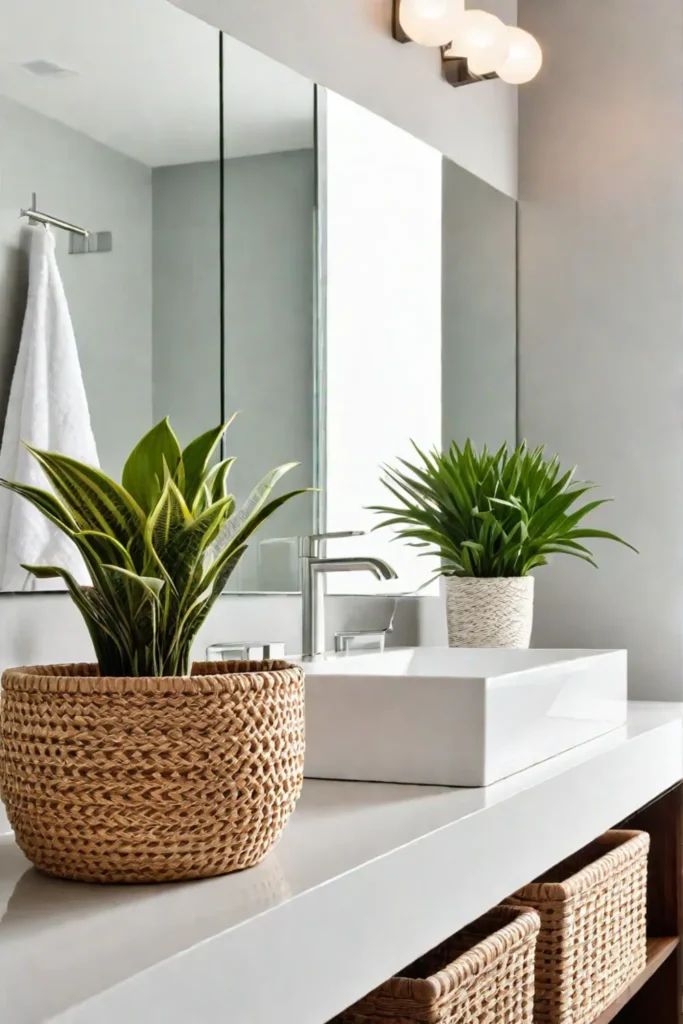 Decluttered bathroom countertop with minimalist decor