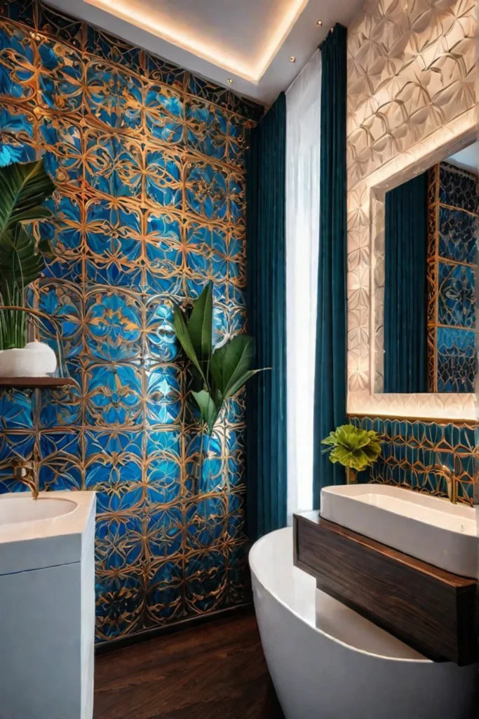 Eclectic bathroom with vibrant decor