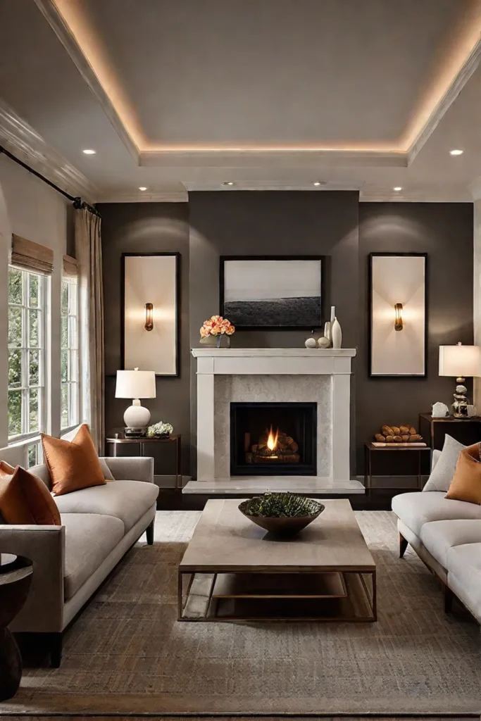 Fireplace with wall sconces