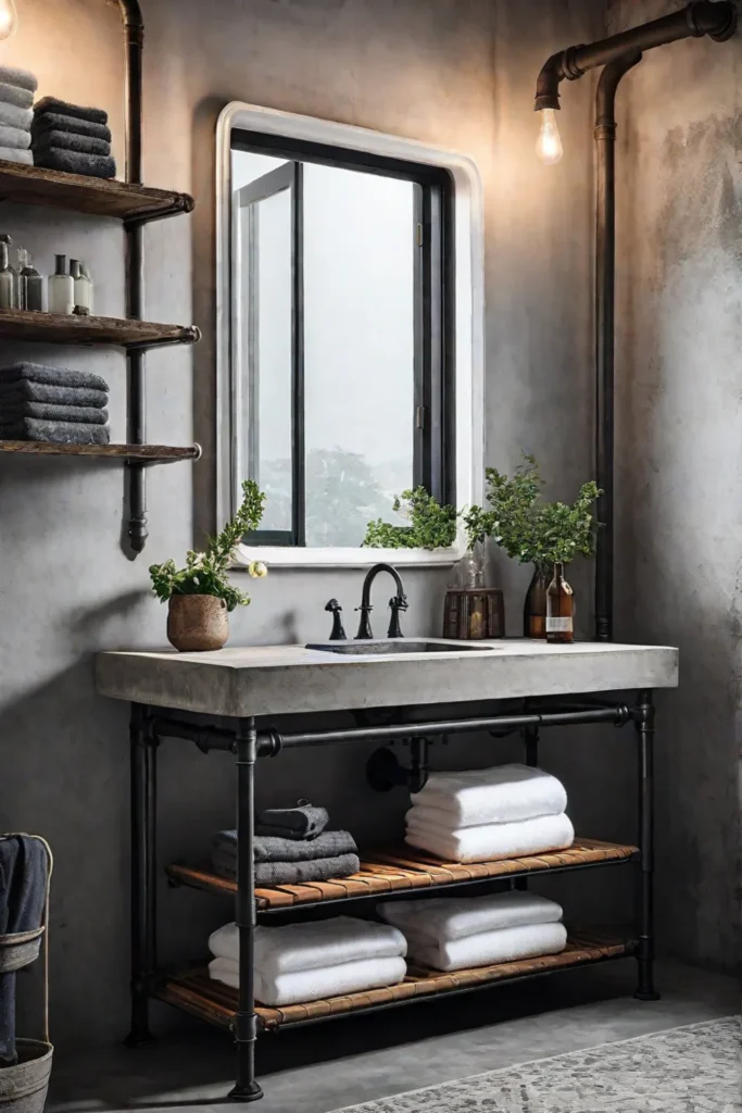 Industrial bathroom with raw elements