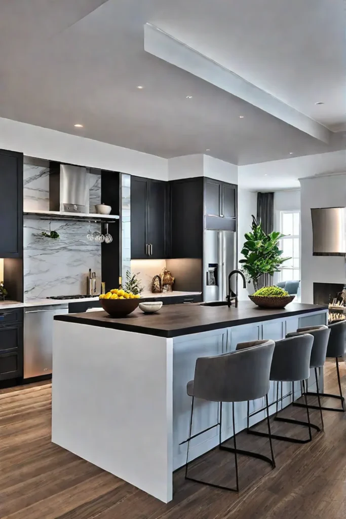 Kitchen with a breakfast bar for casual dining