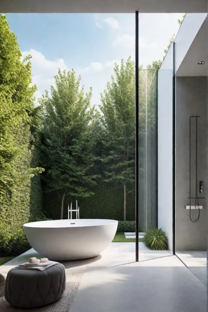 Minimalist bathroom with a connection to nature