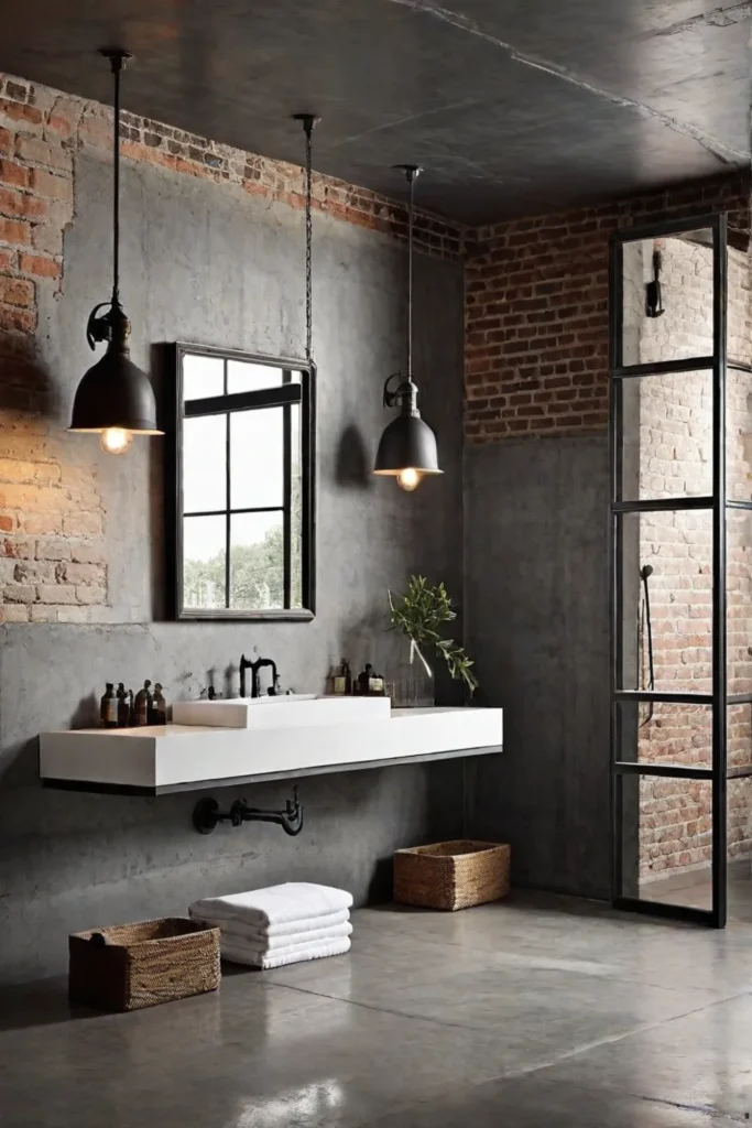 Minimalist bathroom with industrial elements