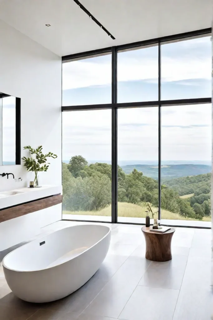 Minimalist bathroom with open space and natural light