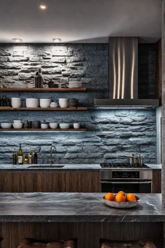 Mixed material backsplash