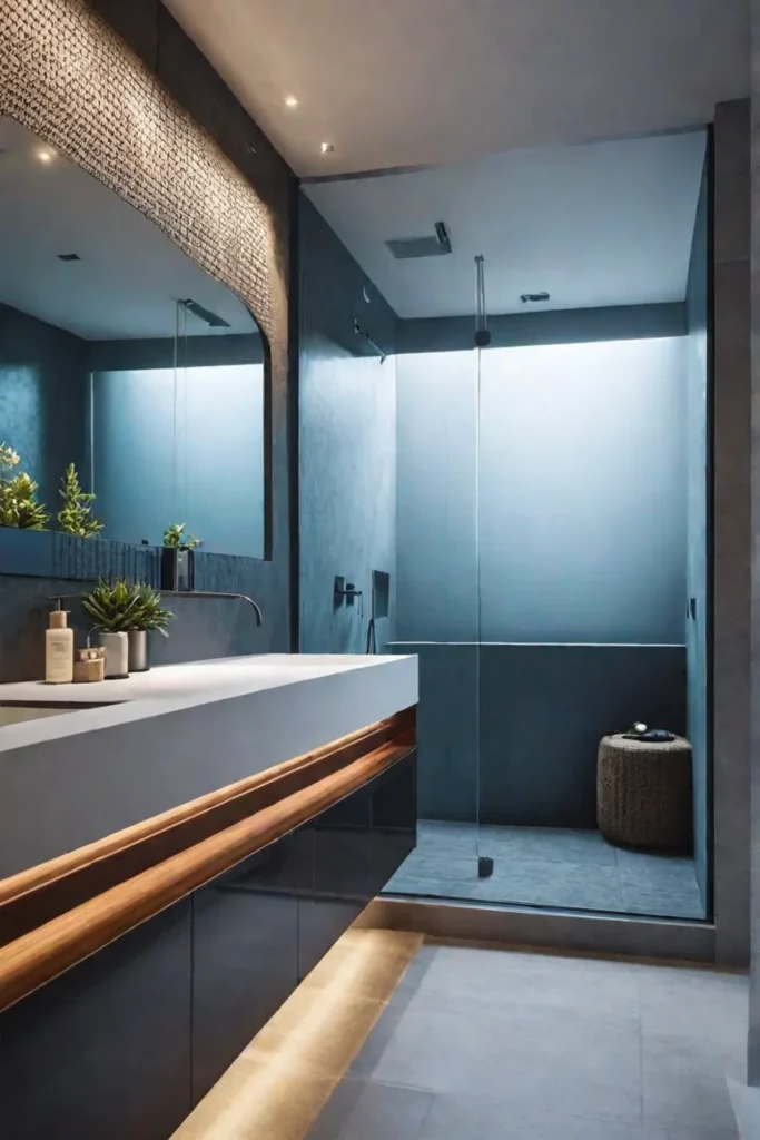 Modern bathroom with abstract art