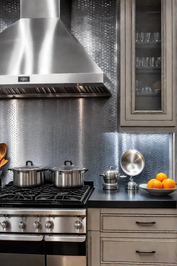 Modern kitchen with magnetic strips for knife and utensil storage