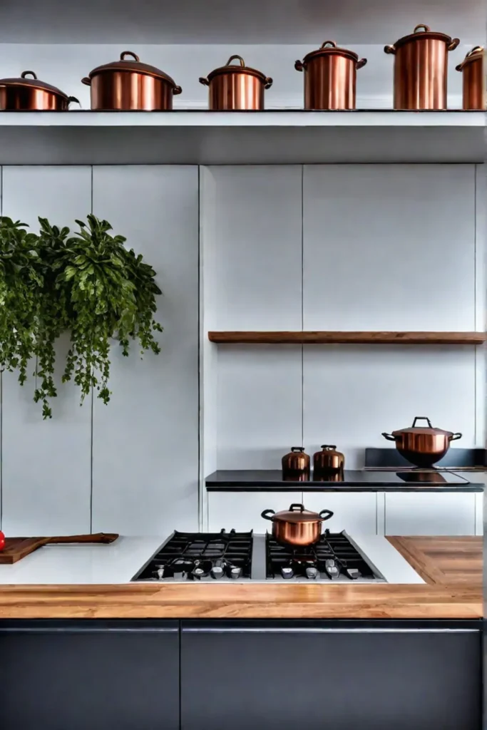 Organized kitchen utilizing wall space for efficient storage