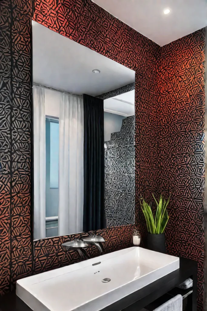 Playful bathroom with removable wallpaper