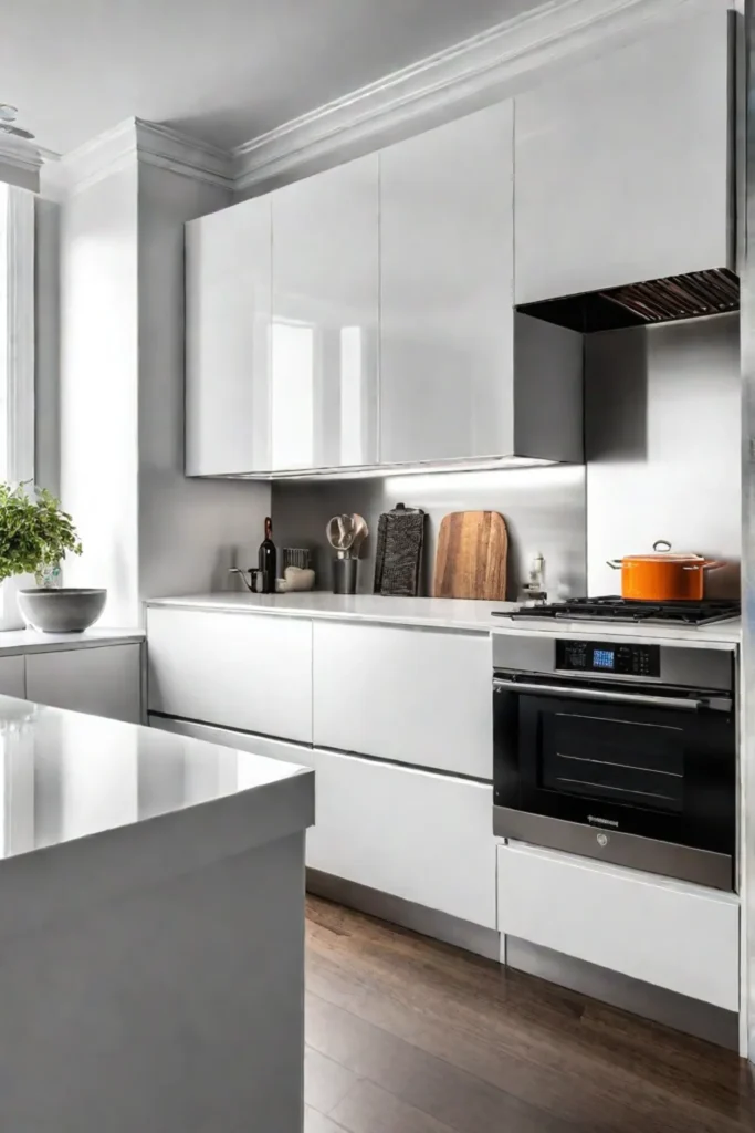 Sleek and modern small kitchen with stainless steel accents