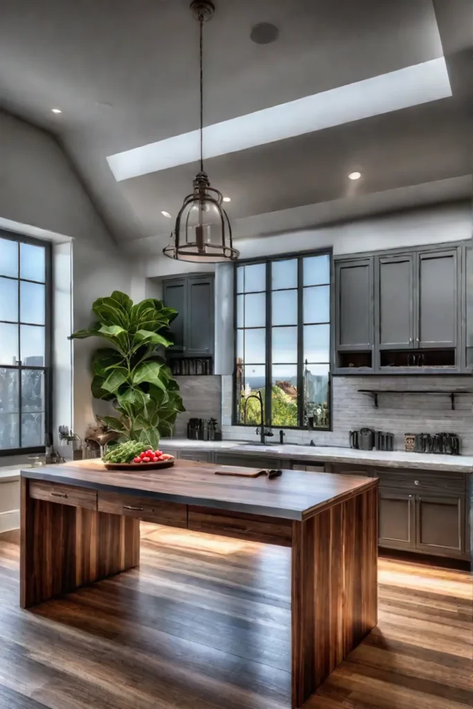 Spacious kitchen with a butcher block countertop and ample storage