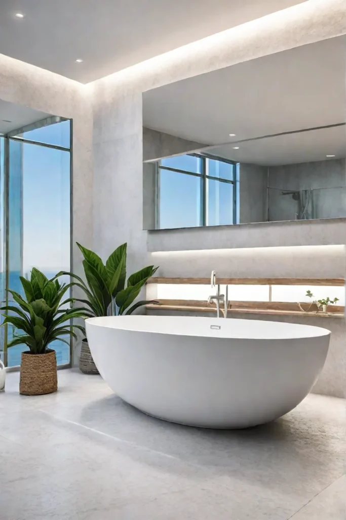 Tranquil bathroom with meditation area