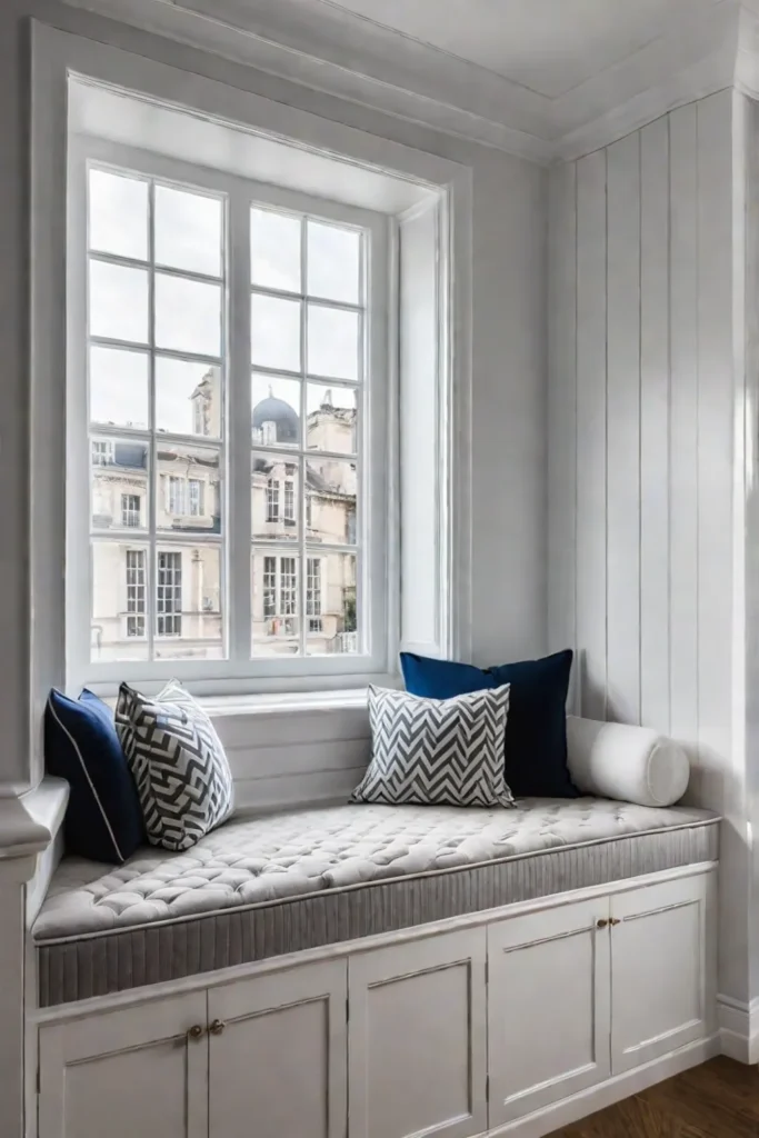 Window seat reading nook with a view