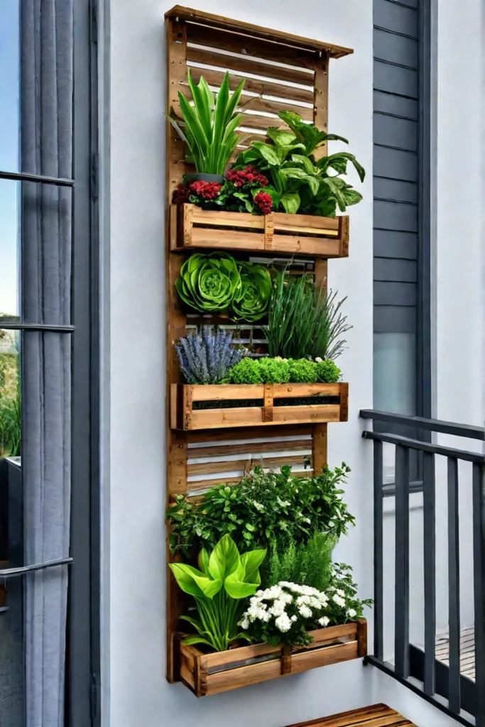 Balcony transformed into a green oasis with DIY planters