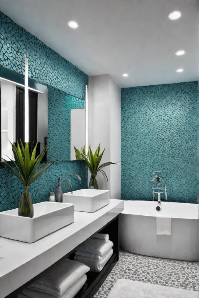 Bathroom mosaic tile accent wall