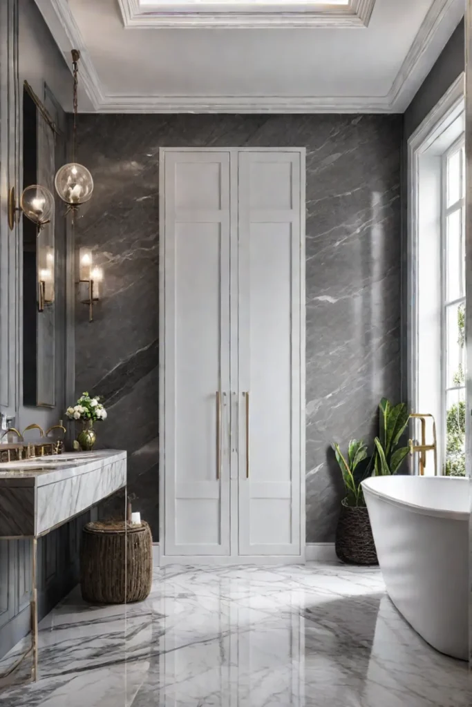 Bathroom with large marble tiles