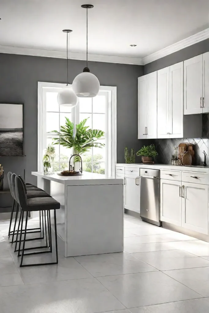 Bright and airy kitchen featuring durable porcelain tile