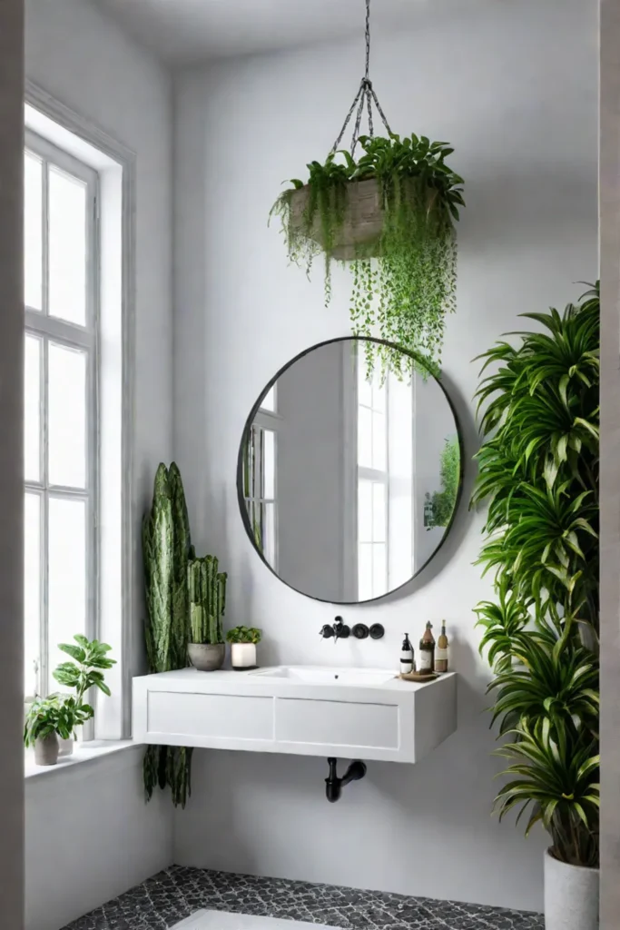 Bright and airy small bathroom with wallmounted storage