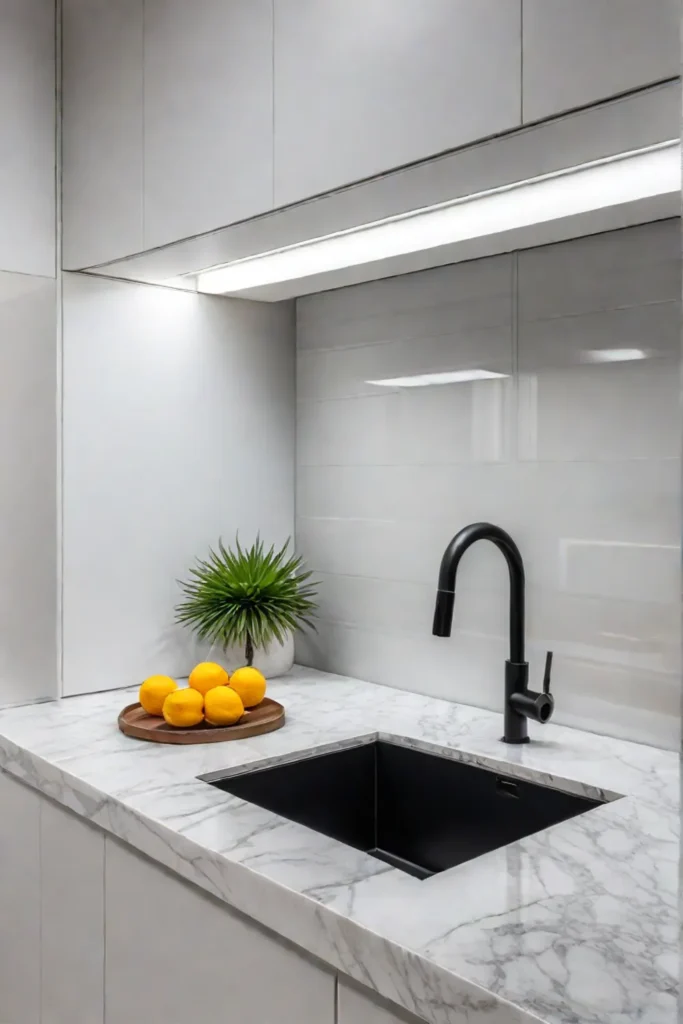 Bright and airy small kitchen with lightreflecting tiles