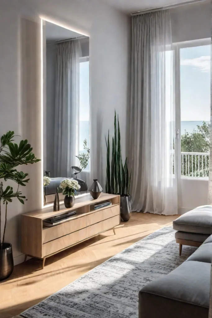 Bright and airy small living room with natural light