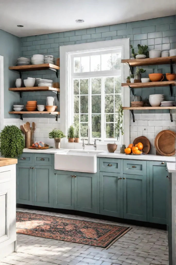 Charming farmhouse kitchen showcasing affordable flooring options