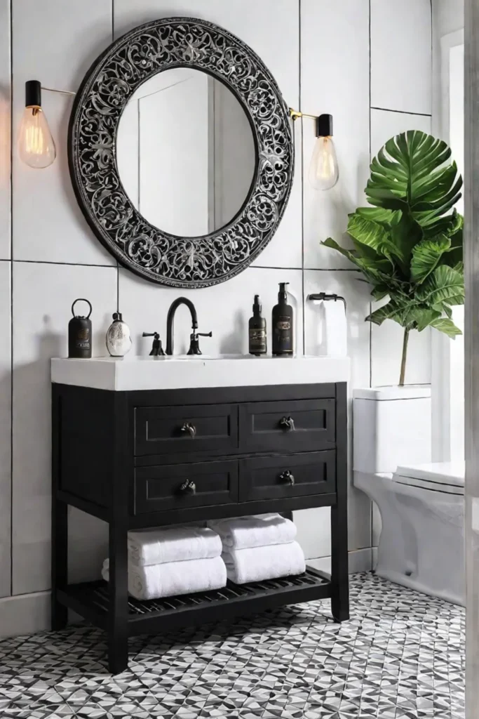 Cozy bathroom with stylish wall treatments