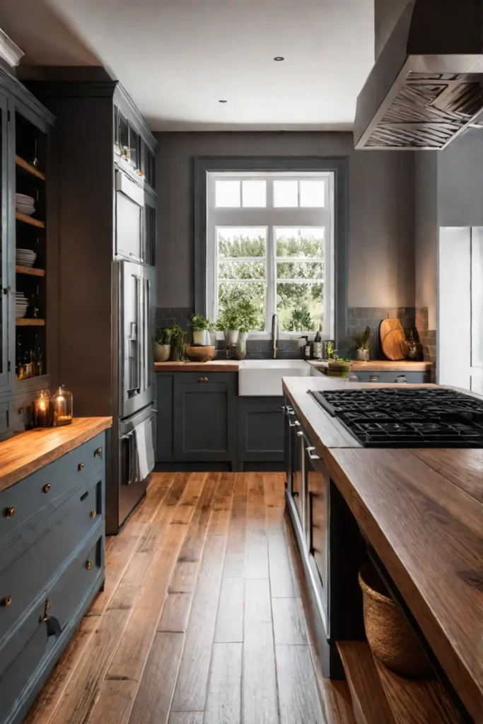 Cozy kitchen with woodlike floor