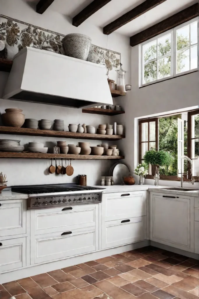 Farmhouse kitchen natural stone tile