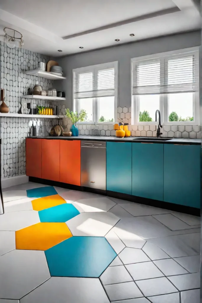 Geometric tile unique kitchen design