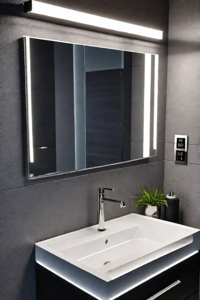 Glamorous bathroom with illuminated mirror