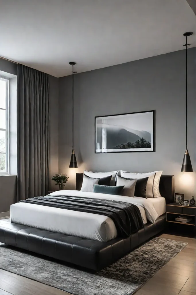 Gray minimalist bedroom