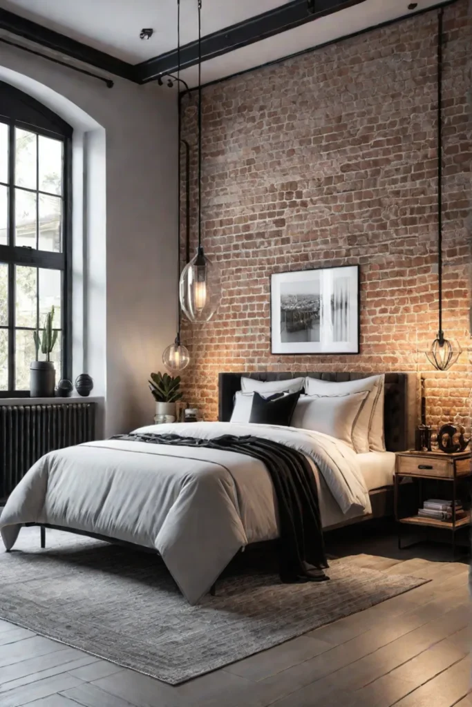 Industrial bedroom with open space