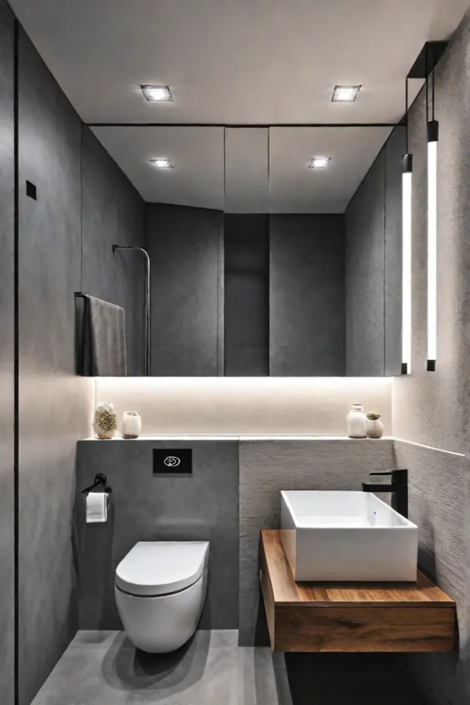 Minimalist bathroom with understated mirror