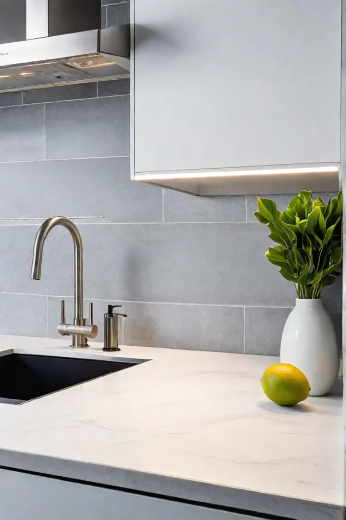 Minimalist kitchen with sleek tile backsplash