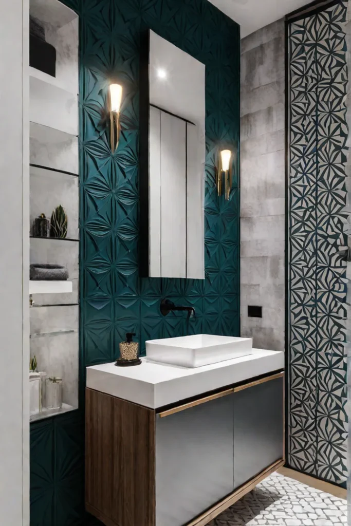 Modern bathroom bold accent wall